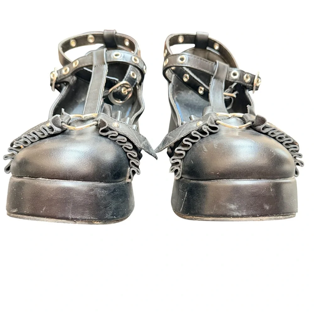 Womens Black Platform Mary Jane Shoes Y2K Goth Punk Grunge Witchy Chunky Sz 7